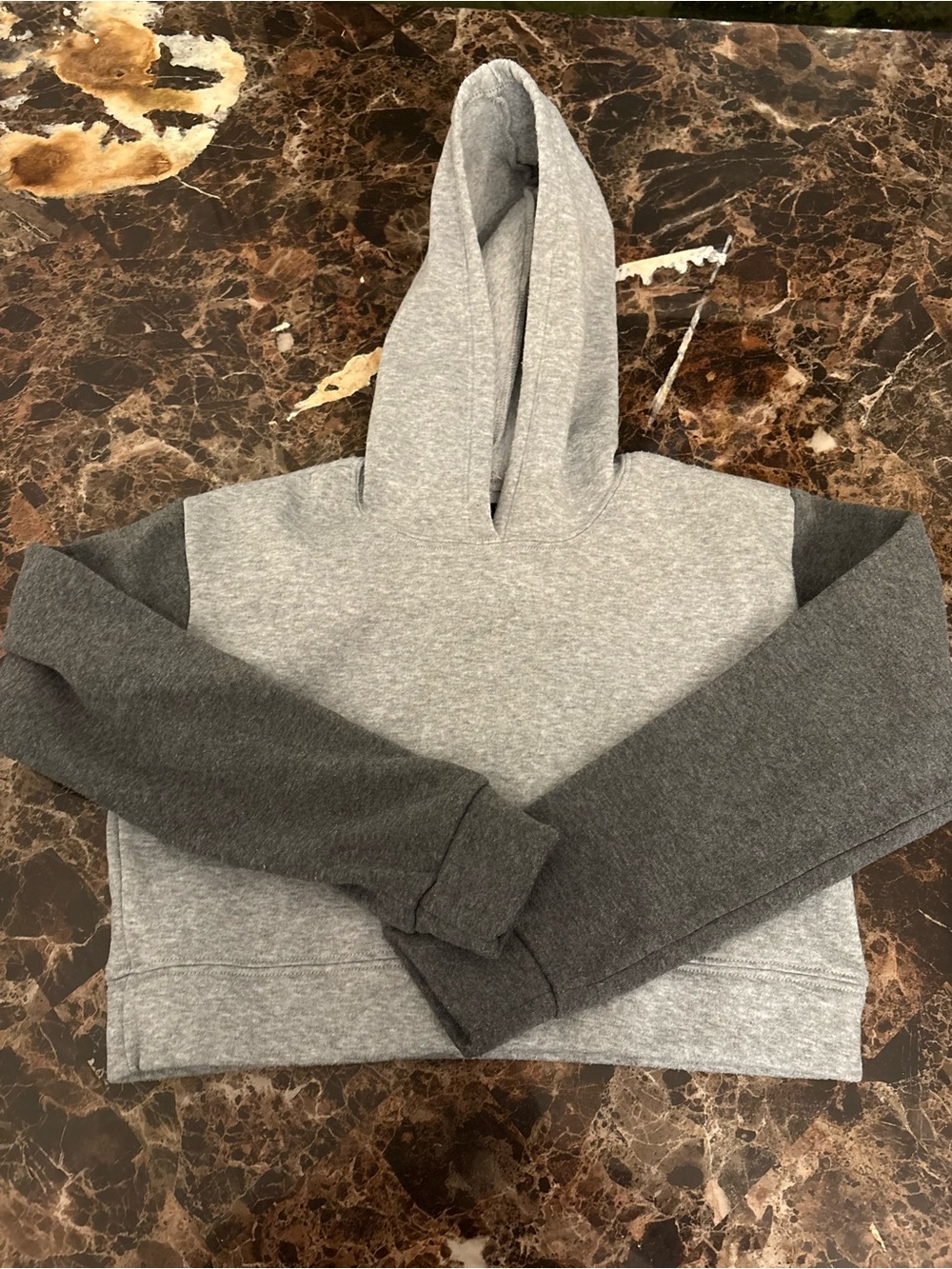 Katie J NYC Light Gray Cropped Hoodie Top
